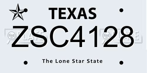 ZSC4128 Texas License Plate