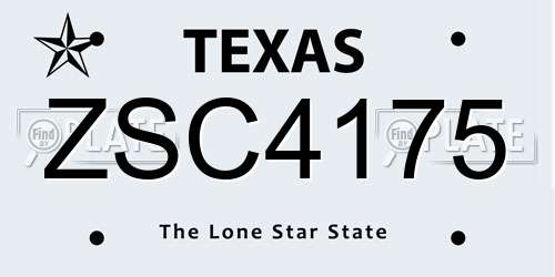 ZSC4175 Texas License Plate