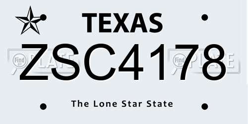 ZSC4178 Texas License Plate