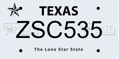 ZSC535 Texas License Plate