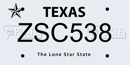 ZSC538 Texas License Plate