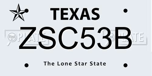 ZSC53B Texas License Plate