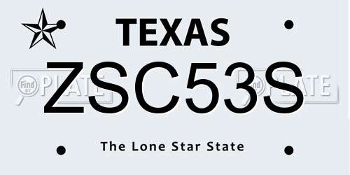 ZSC53S Texas License Plate