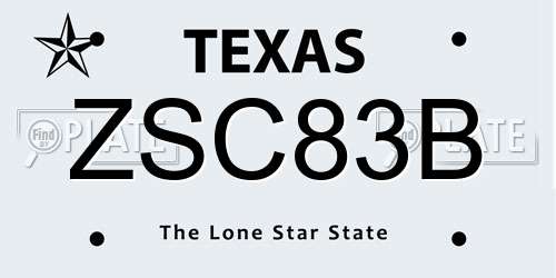ZSC83B Texas License Plate