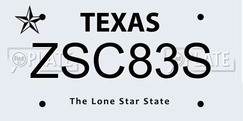 ZSC83S Texas License Plate