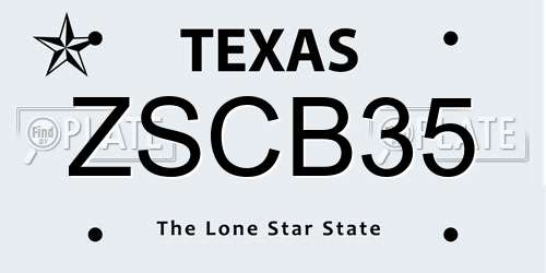 ZSCB35 Texas License Plate