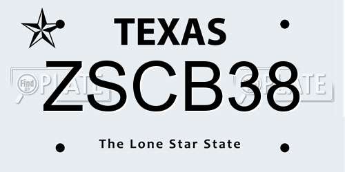 ZSCB38 Texas License Plate