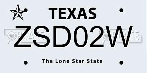 ZSD02W Texas License Plate