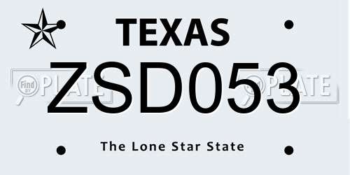 ZSD053 Texas License Plate