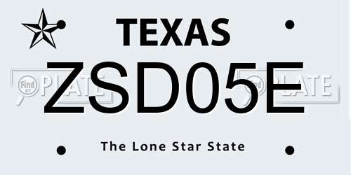 ZSD05E Texas License Plate