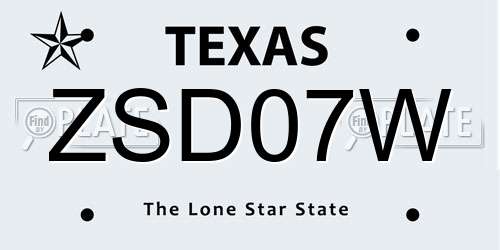 ZSD07W Texas License Plate