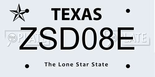 ZSD08E Texas License Plate