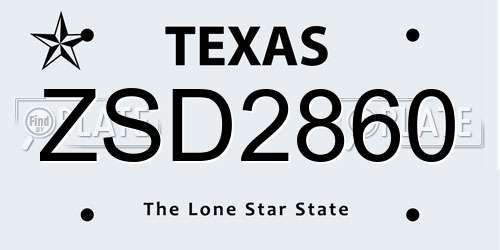 ZSD2860 Texas License Plate