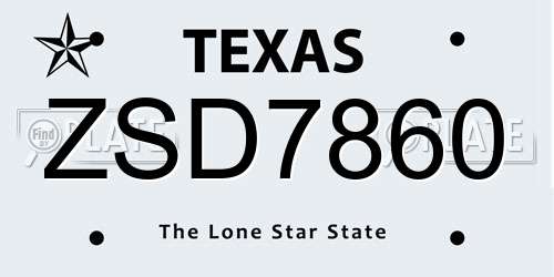 ZSD7860 Texas License Plate