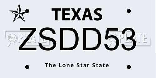ZSDD53 Texas License Plate