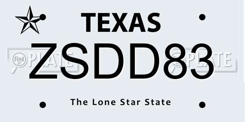 ZSDD83 Texas License Plate