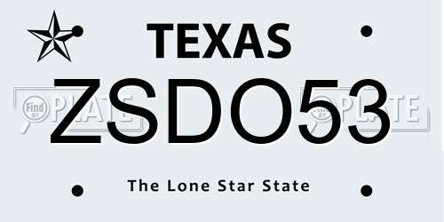 ZSDO53 Texas License Plate