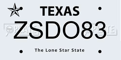 ZSDO83 Texas License Plate