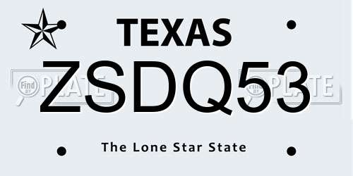 ZSDQ53 Texas License Plate