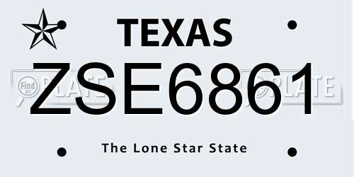 ZSE6861 Texas License Plate