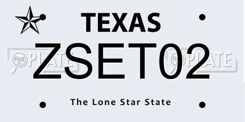 ZSET02 Texas License Plate