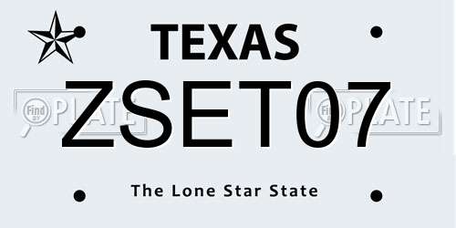 ZSET07 Texas License Plate
