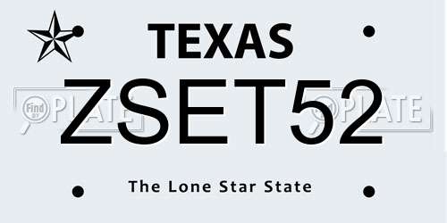 ZSET52 Texas License Plate