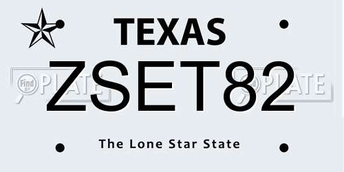 ZSET82 Texas License Plate