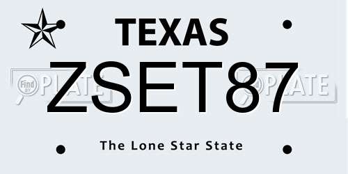 ZSET87 Texas License Plate