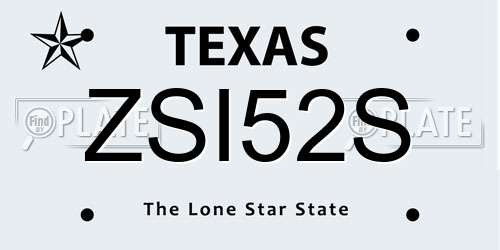 ZSI52S Texas License Plate