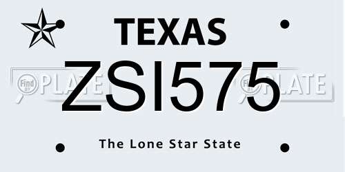 ZSI575 Texas License Plate