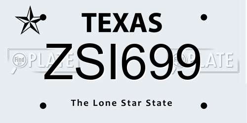 ZSI699 Texas License Plate