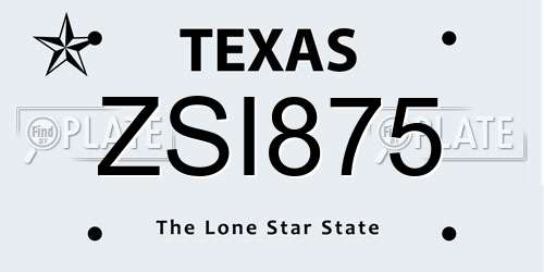 ZSI875 Texas License Plate