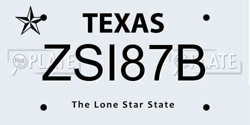ZSI87B Texas License Plate