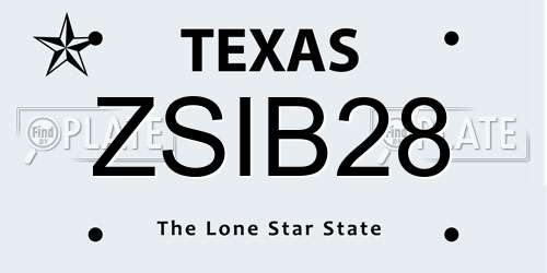 ZSIB28 Texas License Plate