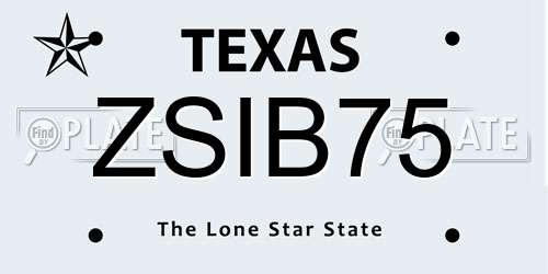 ZSIB75 Texas License Plate