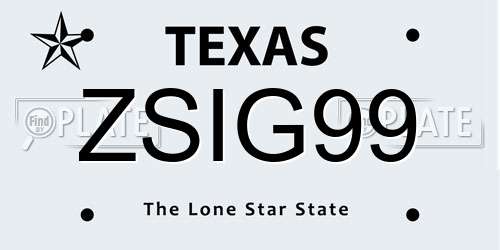 ZSIG99 Texas License Plate