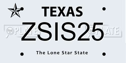 ZSIS25 Texas License Plate