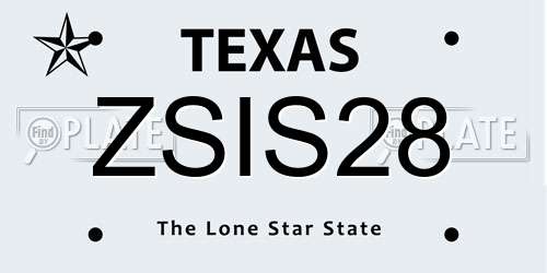 ZSIS28 Texas License Plate
