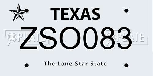 ZSO083 Texas License Plate