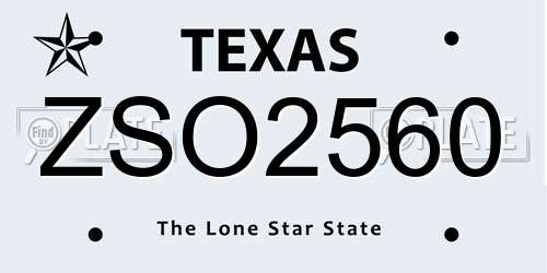 ZSO2560 Texas License Plate