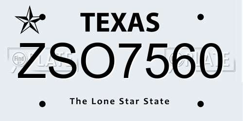ZSO7560 Texas License Plate