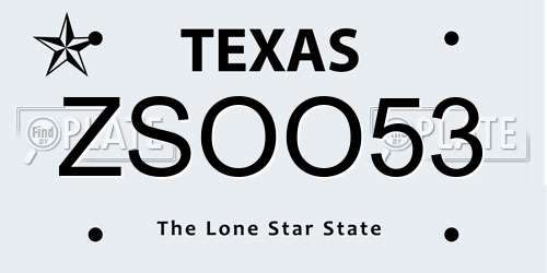 ZSOO53 Texas License Plate