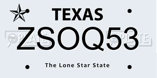 ZSOQ53 Texas License Plate