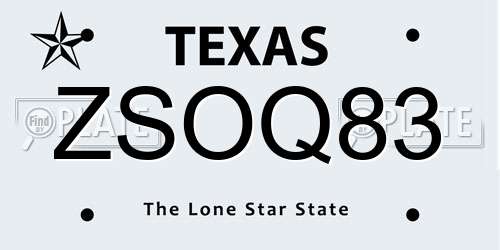 ZSOQ83 Texas License Plate