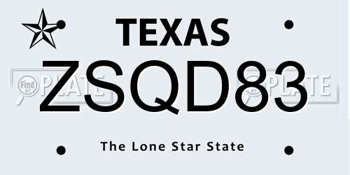 ZSQD83 Texas License Plate