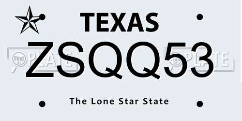 ZSQQ53 Texas License Plate