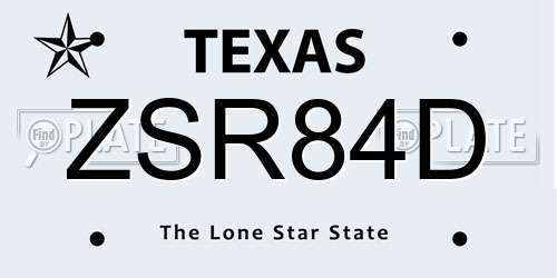 ZSR84D Texas License Plate
