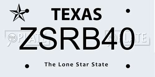 ZSRB40 Texas License Plate