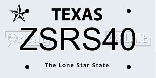 ZSRS40 Texas License Plate